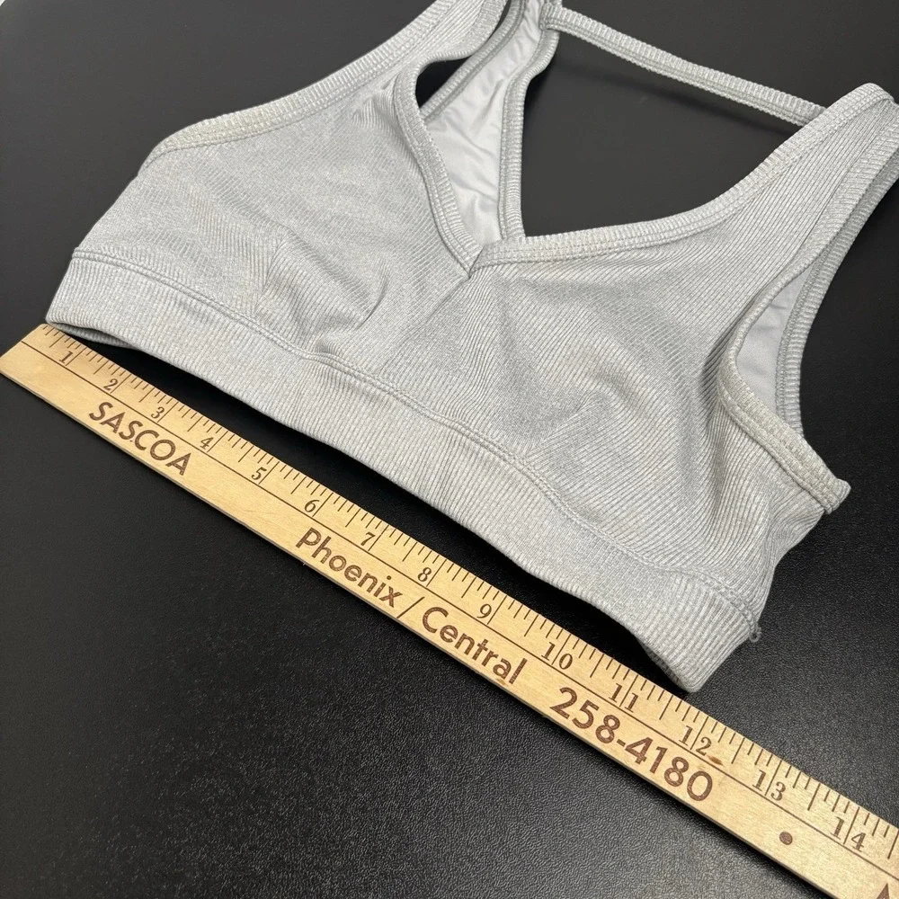 Alo Yoga Togetherness‎ Ribbed Sports Bra Womens Size Small Gray Stretch Gym Run